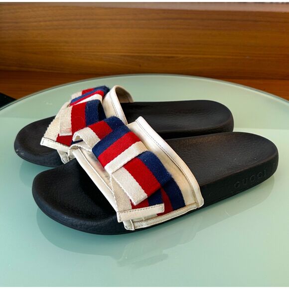 Authentic Gucci Web Ribbon Slides – Black Footbed – Size EU 37 - Picture 3 of 6